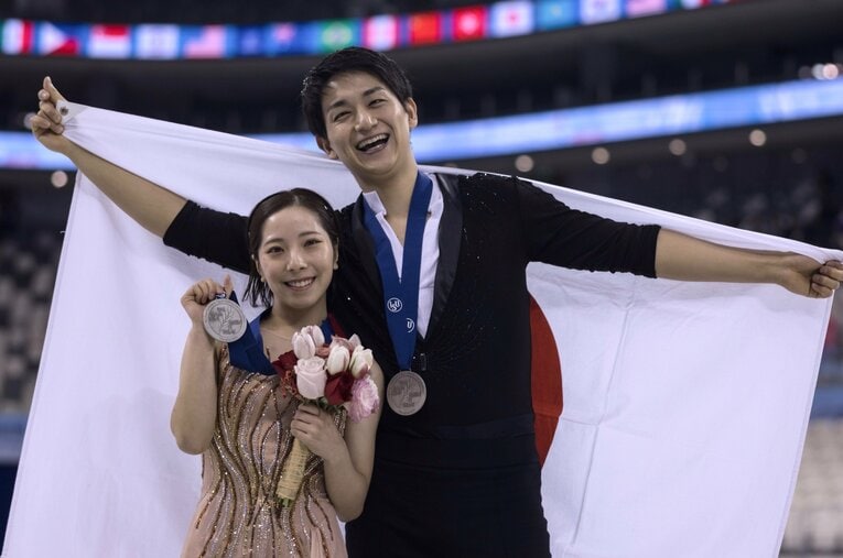 フィギュアスケート四大陸選手権で銀メダルを獲得した三浦璃来＆木原龍一の“りくりゅう”ペア。世界選手権への意気込みも明かした ／ photograph by EPA=JIJI PRESS