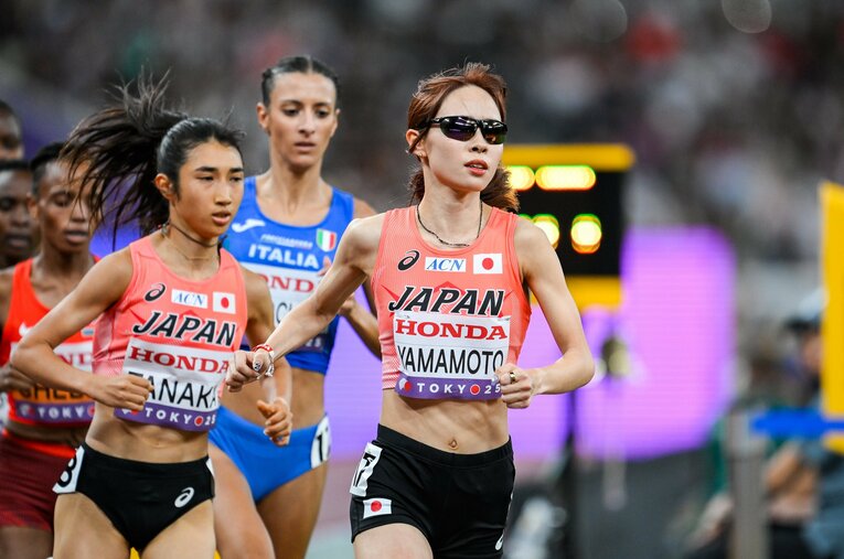 東京世界陸上女子5000m予選、山本有真が先頭に立つ。ペースメーカーを買って出た真意、そして田中希実との熱い思いとは？　本人が語りつくした ／ photograph by Nanae Suzuki