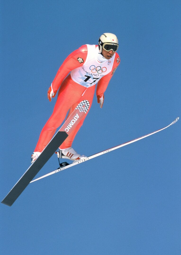 荻原健司のジャンプ、長野五輪にて　©JMPA