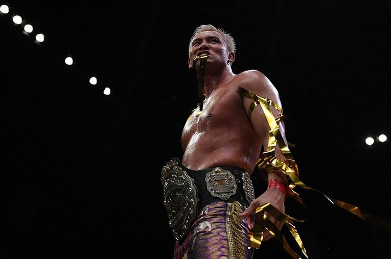 棚橋弘至のV12を阻止したのがオカダだった。V11対V11の戦いは、果たしてどちらに軍配が上がるか。 ／ photograph by Essei Hara