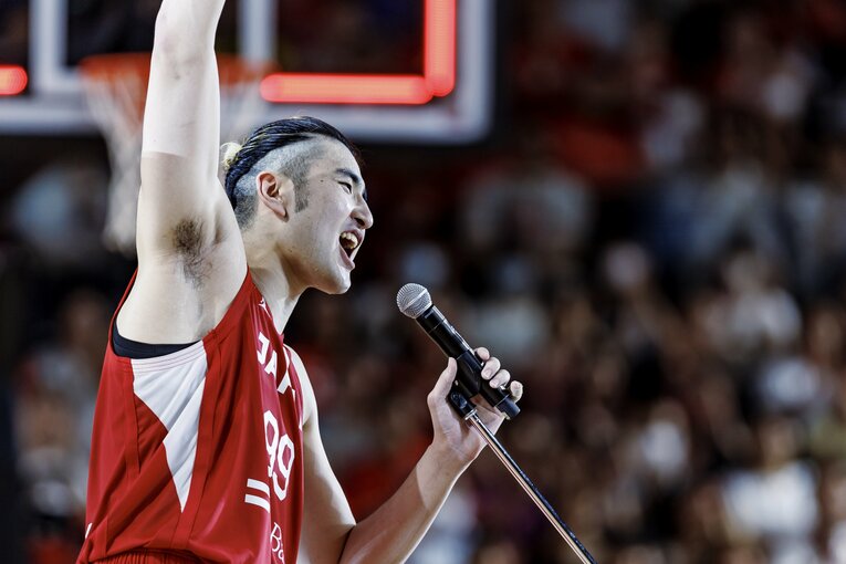 「リアル桜木花道」こと川真田紘也。204cm、110kgのパワーを誇る　©Kiichi Matsumoto