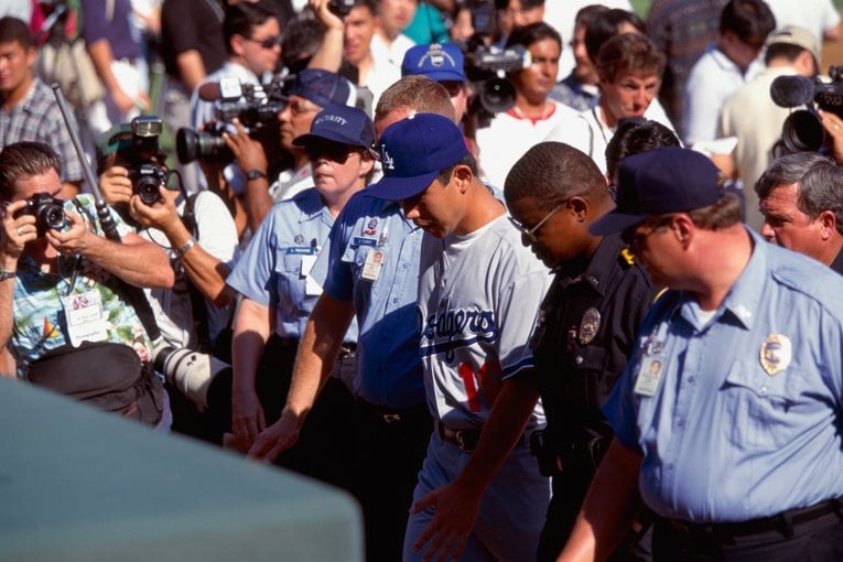 ドジャース時代。トルネード旋風をアメリカで巻き起こし、「ノモマニア」を生んだ　©Kazuaki Nishiyama
