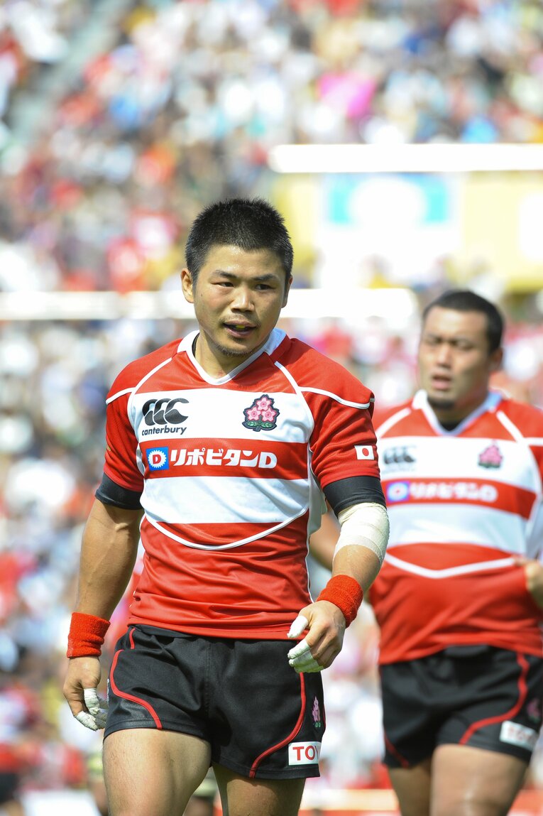 強豪・ウェールズを相手に歴史的な勝利を挙げた2013年の試合での田中　©︎BUNGEISHUNJU