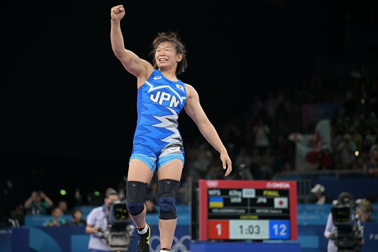 レスリング女子62kg級で金メダルを獲得した元木咲良　©Takuya Kaneko/JMPA