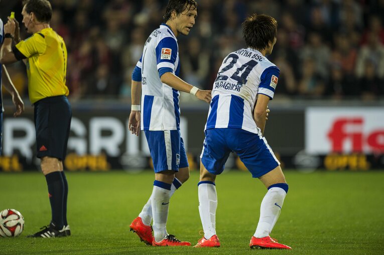 ヘルタ・ベルリンでは細貝萌と再びチームメイトに（2014年）　©︎Takuya Sugiyama
