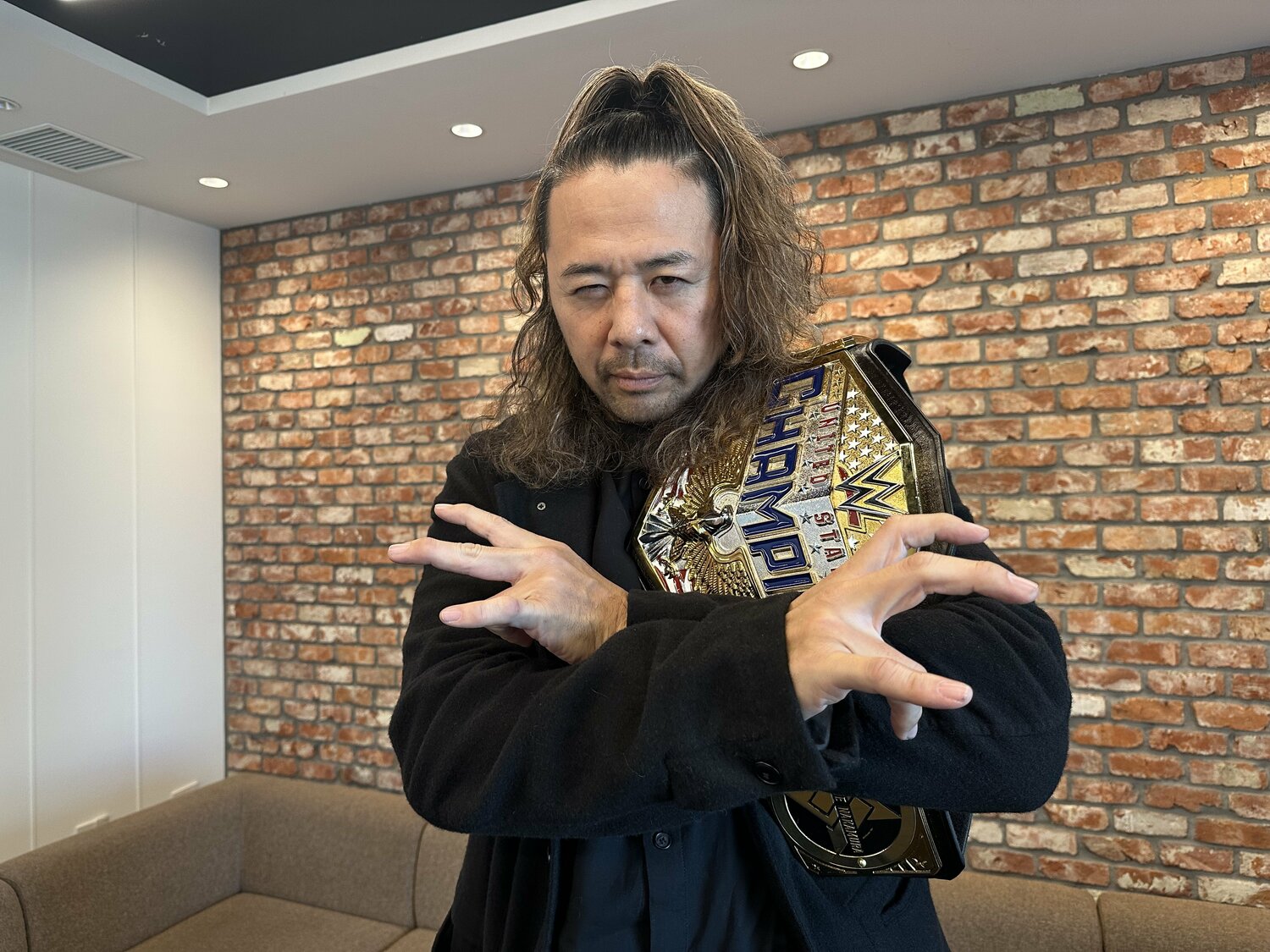 元旦に行われるNOAH日本武道館大会を前に、インタビューに応じた中邑真輔　©Gantz Horie