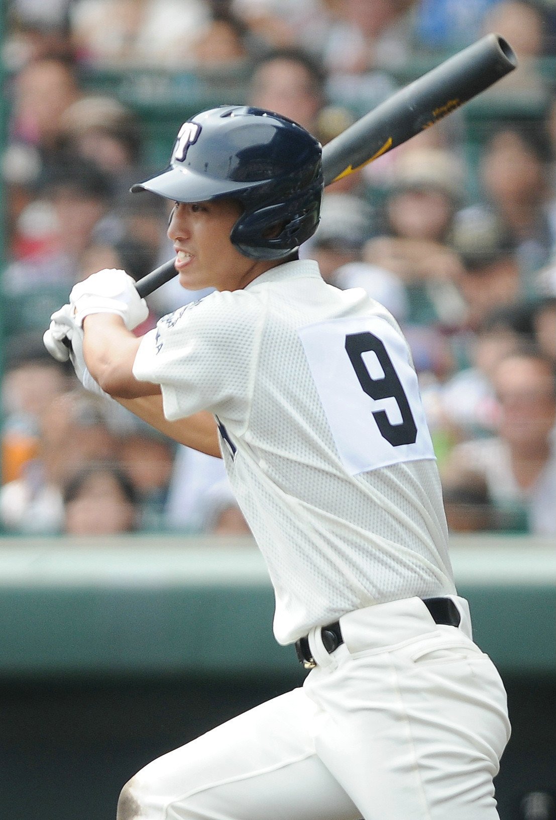 大阪桐蔭時代、水本さんの打撃　©JIJI PRESS