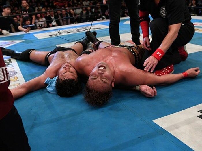 オカダvs.柴田が新日本に残したもの。勝者なきIWGP。桜の季節の記憶。＜Number Web＞ photograph by Essei Hara
