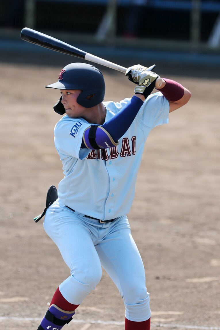 楽天から7位指名を受けた近畿大の阪上翔也　©Shigeki Yamamoto