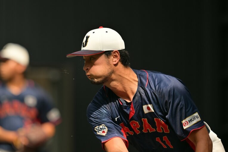WBCキャンプ2日目、ブルペンで投球するダルビッシュ　©︎Hideki Sugiyama
