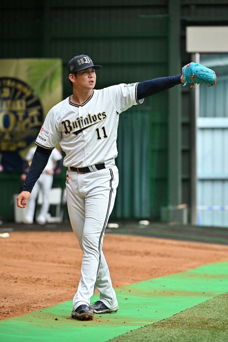 ブレーク２年目となる今春のキャンプで練習に取り組む山下　©Hideki Sugiyama