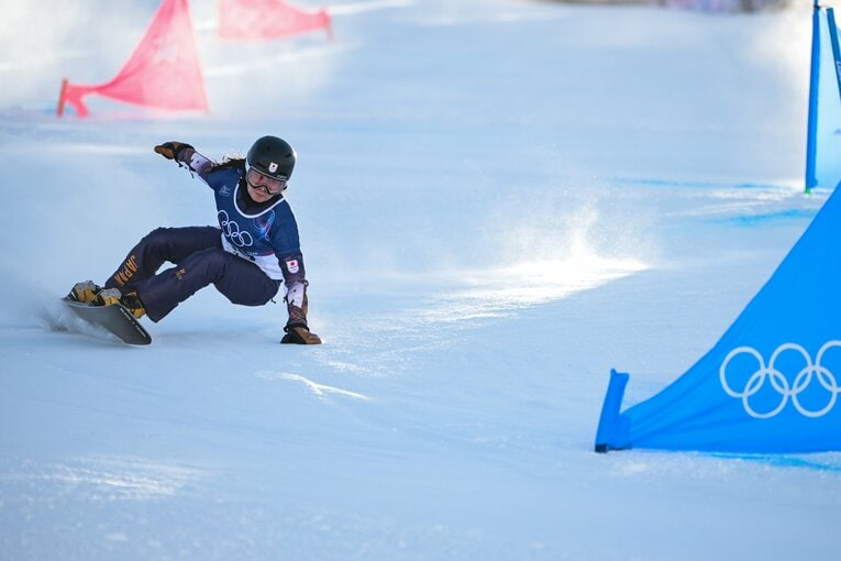 7大会連続出場の竹内智香のダイナミックな滑り　©Nanae Suzuki/JMPA