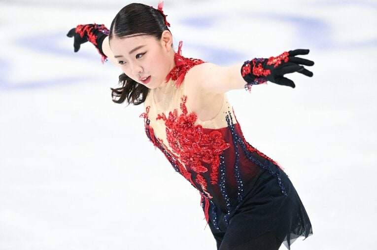 昨年3月に開催された世界選手権SPで演技を行う紀平梨花　©Aasami Enomoto