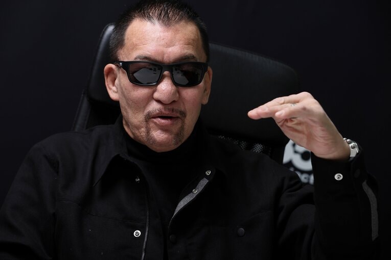 武藤の引退試合を前にNumberWebのインタビューに応じていた蝶野　©︎Shigeki Yamamoto