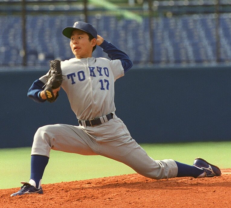 東大野球部時代の遠藤良平（1999年撮影）。99年ドラフト7位で日本ハム入り、東大野球部4人目のNPB選手　©KYODO