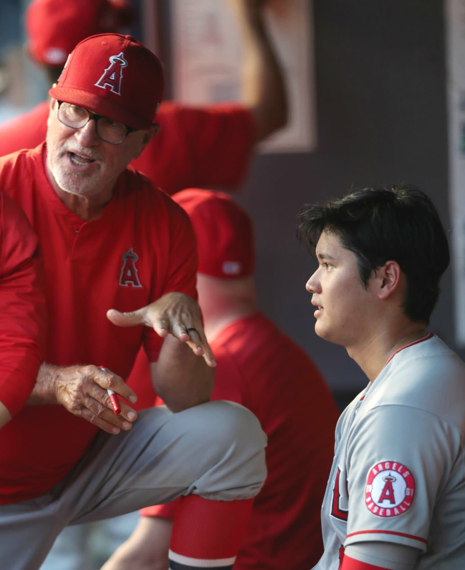 エンゼルス時代の大谷とマドン元監督　©JIJI PRESS