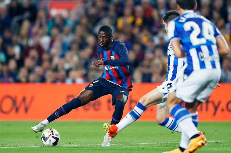 今季9点目！ 久保建英が凄まじい「バルサ撃破ドリブル、ブスケッツ退団・優勝セレモニーが同時に」カメラマンが見た“美しいカンプノウの夜”(15)