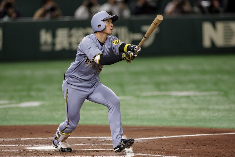 リードオフマンの近本が大当たりしたことで、猛虎打線にさらなる勢いが生まれた　©Kiichi Matsumoto