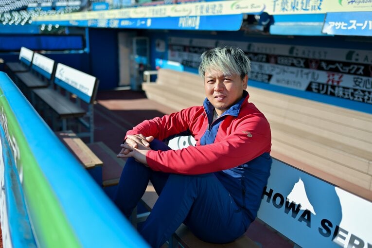 NumberWebのインタビューに応じた千葉ロッテ田村龍弘（30歳）　©Hideki Sugiyama