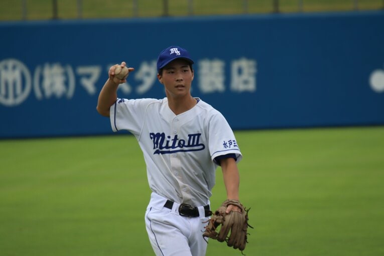 水戸三の主力選手だった大津遥輝。中学時代は地元で名の知られた強豪硬式クラブで白球を追いかけた ©Yuki Kashimoto