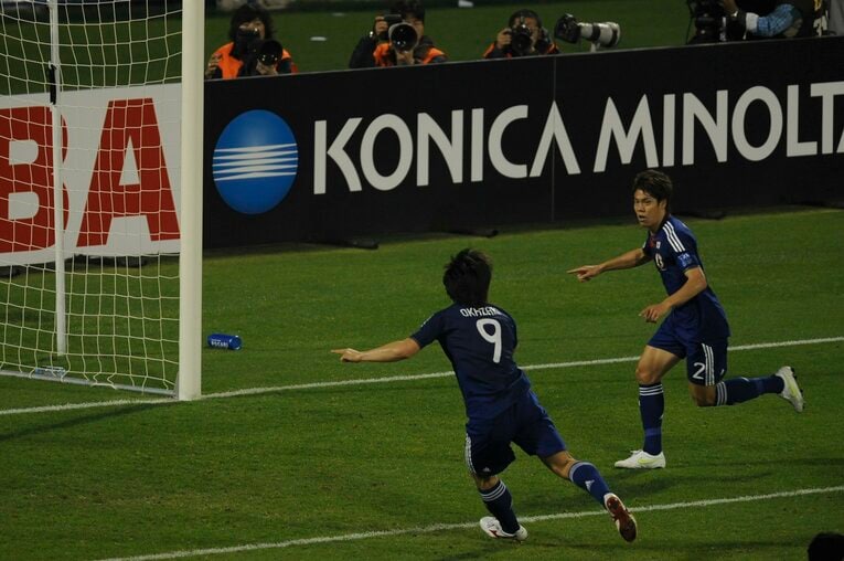 準々決勝カタール戦、伊野波雅彦の決勝ゴールの瞬間　©Takuya Sugiyama