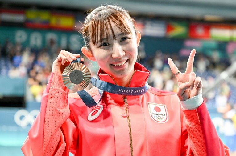 卓球女子シングルスで銅メダルを獲得した早田ひな（24歳） ／ photograph by Kaoru Watanabe/JMPA