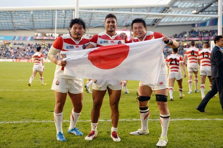 2015年W杯で強豪南アフリカ撃破に貢献したアマナキ・レレイ・マフィ（中央）©︎AFLO