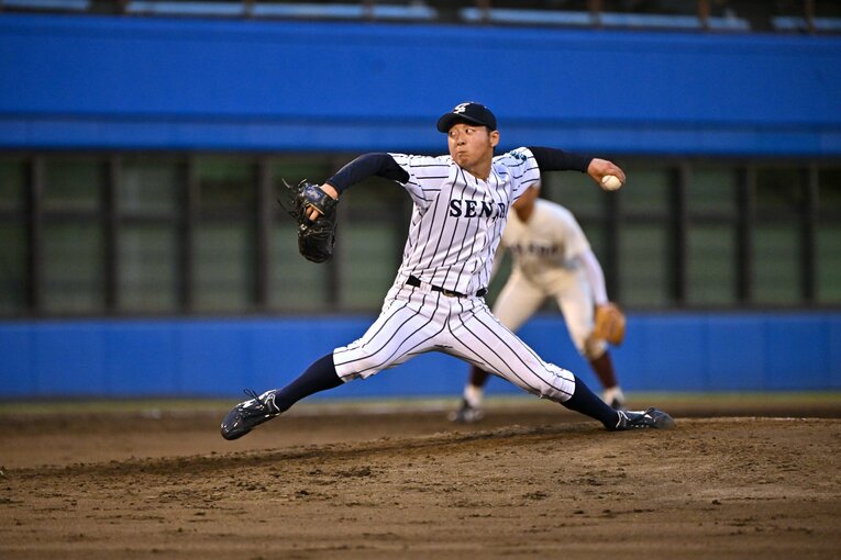 侍ジャパン大学生代表の選考合宿でも好投した渡邉　©Hideki Sugiyama