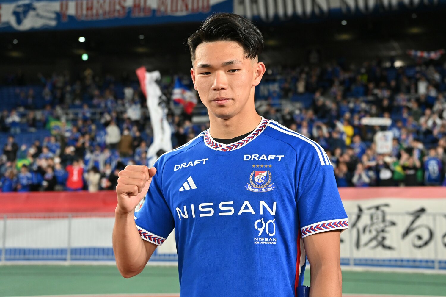 横浜F・マリノスの特別指定選手だった塩貝。昨年4月にJ1デビューも果たしている ©AFLO