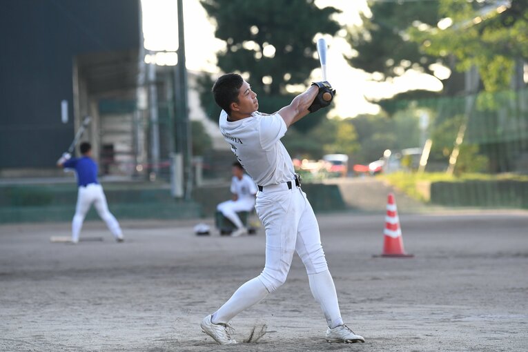 50メートル走は5秒8。プロレベルの走力をもつ藤原佑（写真は9月下旬に撮影） ©Kota Inoue