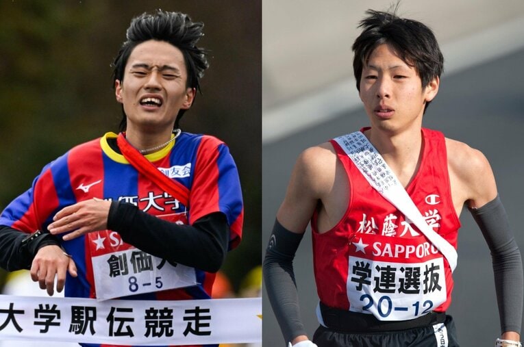東海大→創価大に編入し5区に挑んだ吉田響（左）。過去には日体大→松蔭大で4年間箱根路を走った梶原有高さん（右）のようなケースも ／ photograph by L)Nanae Suzuki、R)AFLO