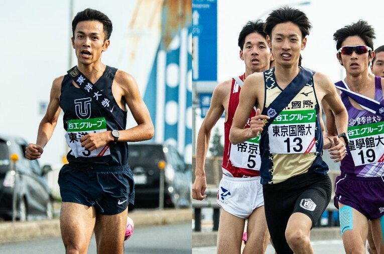 2019年の全日本大学駅伝にて同じ2区を走る、相澤晃（左）と伊藤達彦（右）　©Nanae Suzuki