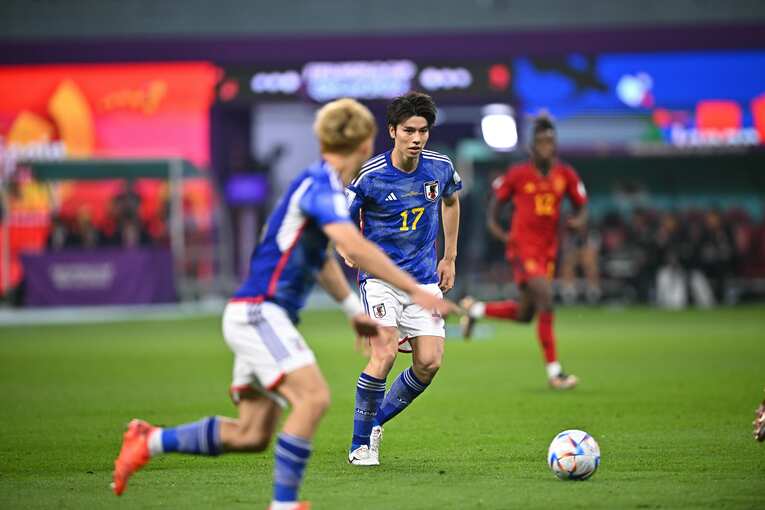 ［連続写真］スペイン戦の決勝ゴール　©︎Takuya Kaneko/JMPA