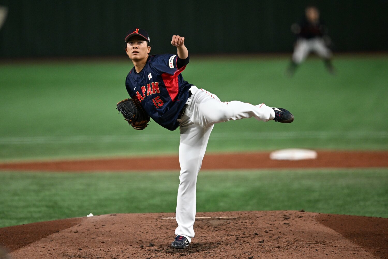 第3戦のオーストラリア戦で5回”完全ピッチング”をみせた早川隆久　©︎Getty Images