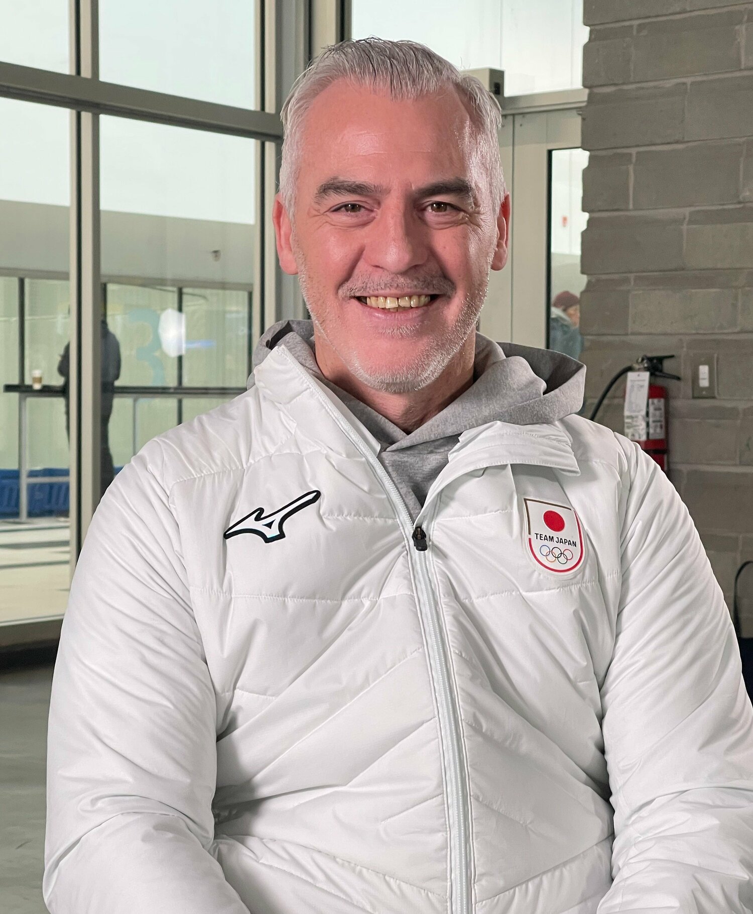 カナダでインタビューに応じたブルーノ・マルコットコーチ　©Akiko Tamura