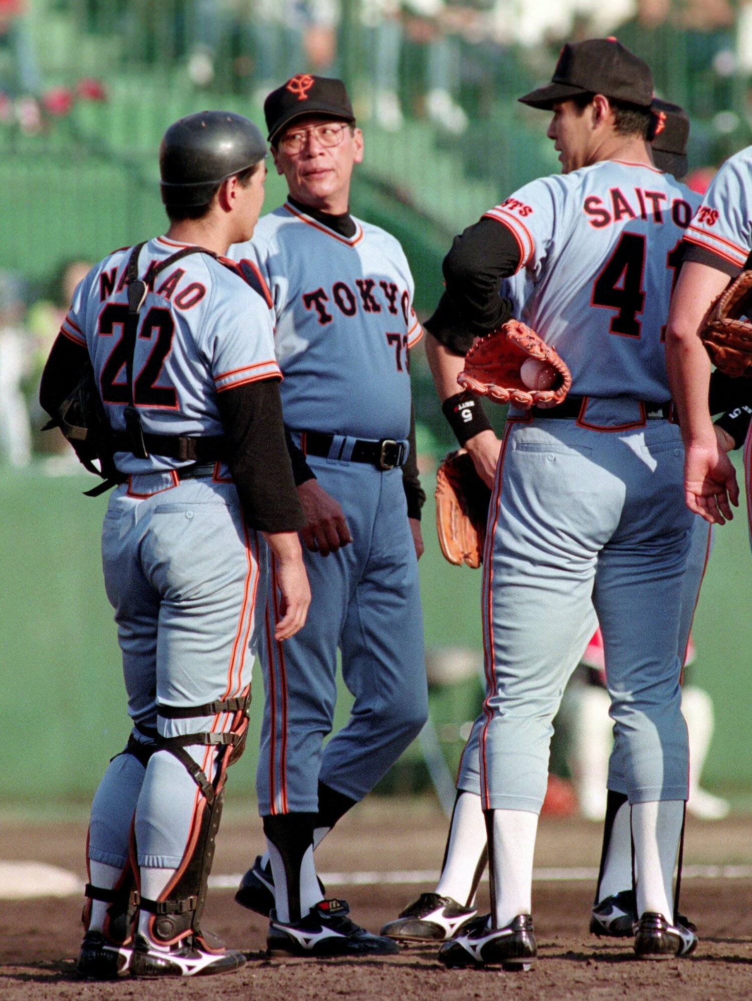 藤田監督と斎藤(写真は1989年の日本シリーズ）