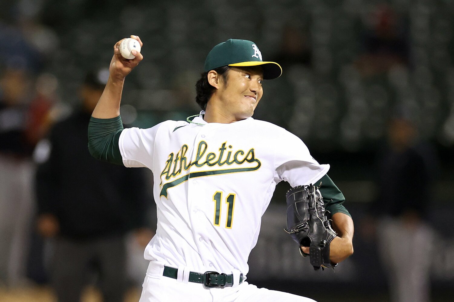 アスレチックス時代の藤浪。当時から奪三振能力は秀でていた　©JIJI PRESS