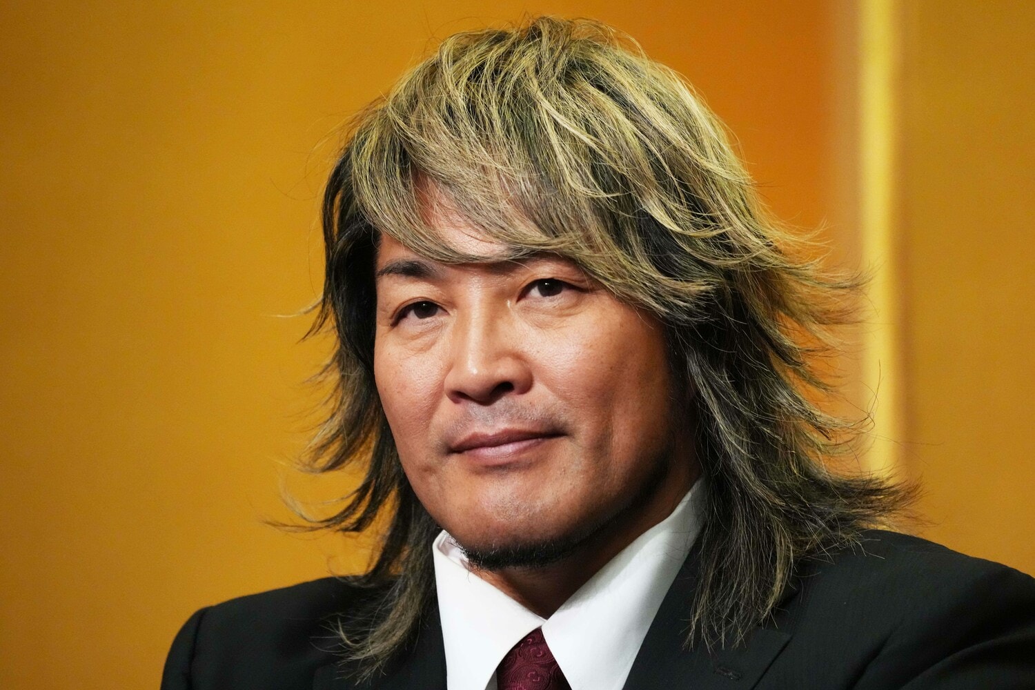 記者会見での棚橋弘至。11月9日、グランドプリンスホテル新高輪 ©Essei Hara