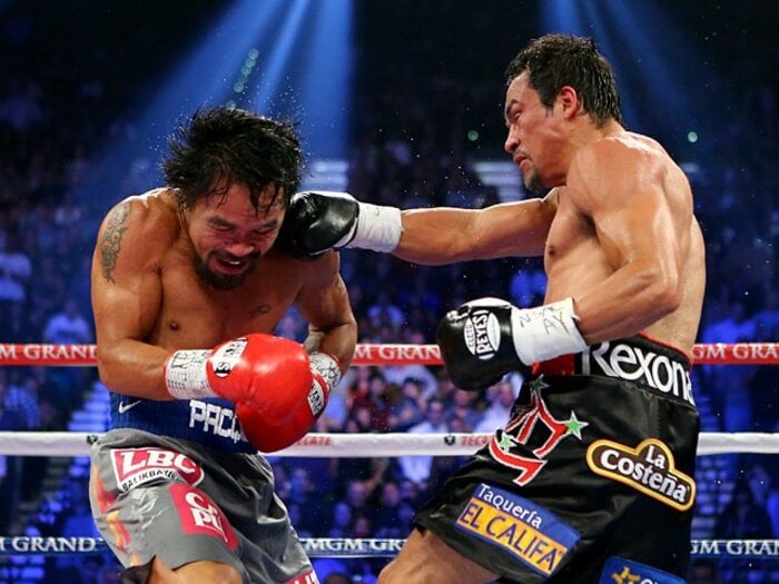 パート4の実現と電撃カウンター。～パッキャオの墜落で想起した一戦～＜Number Web＞ photograph by Getty Images