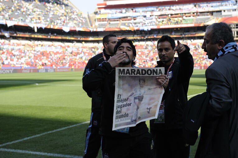2010年南アフリカW杯でのマラドーナ　©Takuya Sugiyama/JMPA