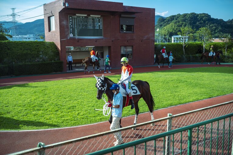 地方競馬でも珍しい黒板式の出走掲示板　©Takuya Sugiyama