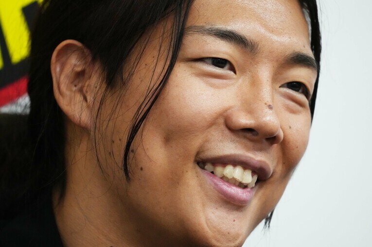 笑顔を見せる竹下幸之介。8月18日、東京都内で　©Essei Hara