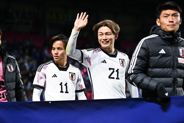 コロンビア戦後の上田綺世　©Takuya Kaneko/JMPA