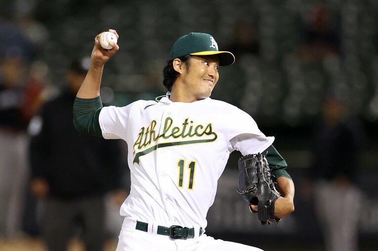 アスレチックス時代の藤浪。当時から奪三振能力は秀でていた　©JIJI PRESS