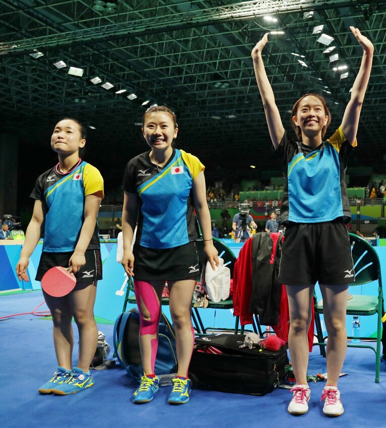 リオ五輪では福原愛、石川佳純らと銅メダルを獲得　©JIJI PRESS