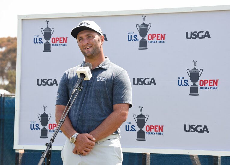 10日間の隔離生活を終えて、トーリーパインズにやってきたジョン・ラーム　©︎Getty Images