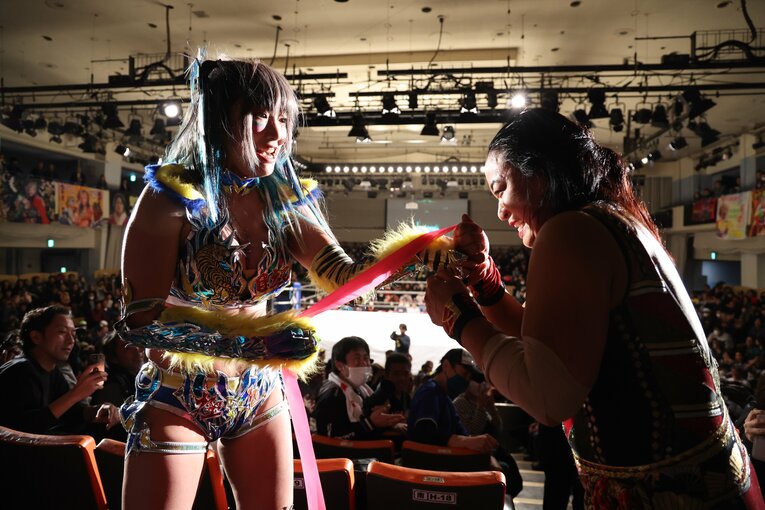 2月のワンマッチ興行では引退を控えた里村明衣子と対戦　©本人提供