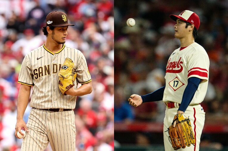 WBCへの参戦を表明したパドレスのダルビッシュ有（左）とエンゼルスの大谷翔平（右） ／ photograph by Getty Images / Nanae Suzuki