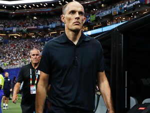 イングランド代表のトゥヘル監督。アルゼンチン戦で先制した後の守備的采配は結果的に裏目に出た