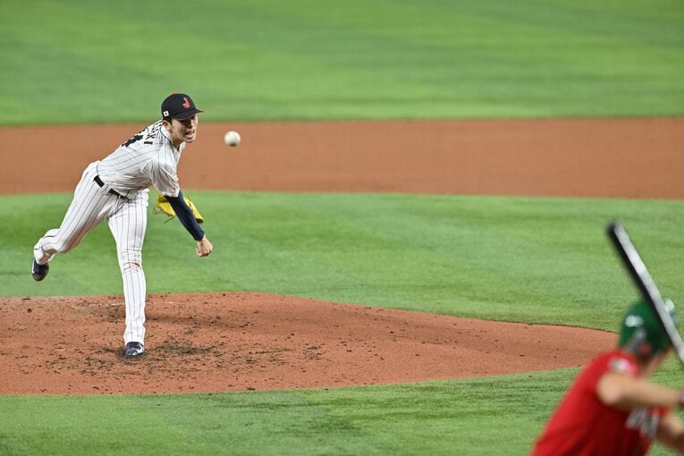 WBC準決勝に先発した佐々木朗希 ©Naoya Sanuki